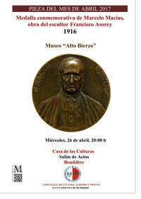 Abril – Medalla conmemorativa de Marcelo Macías, obra del escultor Francisco Asorey. 1916