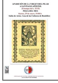 Enero – Estampa de La aparición de la Virgen a Santiago Peregrino (s. XVII)z