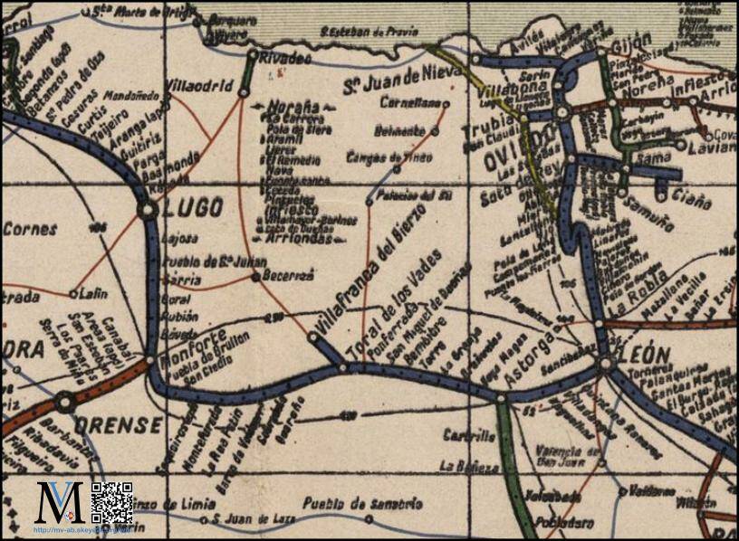 Mapa de las líneas de ferrocarril 1914